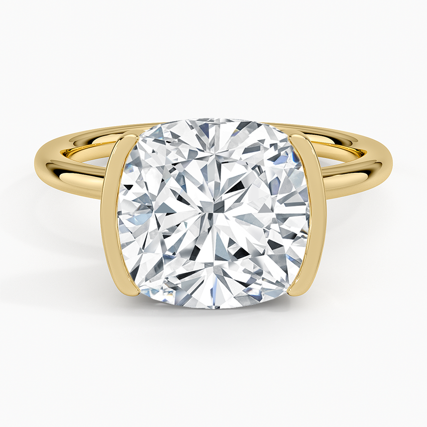 Annika Semi-Bezel Solitaire Ring Yellow Gold 18k Cushion Engagement Ring