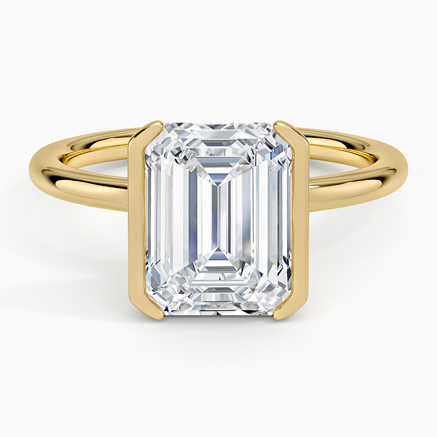 Annika Semi-Bezel Solitaire Ring Yellow Gold 18k Emerald Engagement Ring