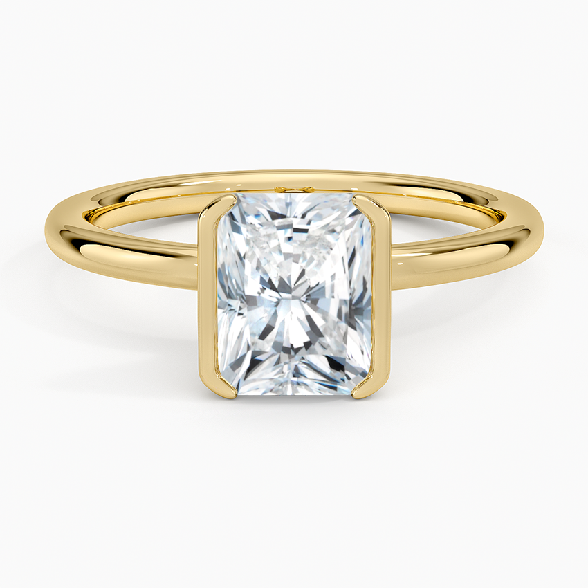 Annika Semi-Bezel Solitaire Ring Yellow Gold 18k Radiant Engagement Ring