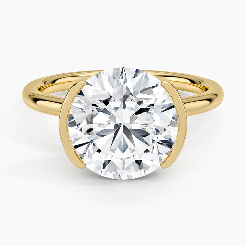 Annika Semi-Bezel Solitaire Ring Yellow Gold 18k Round Engagement Ring