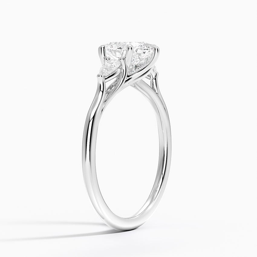 Delilah Three Stone Pear Diamond Ring (1/5 ct. tw.) Platinum Oval Engagement Ring