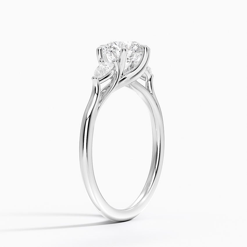 Delilah Three Stone Pear Diamond Ring (1/5 ct. tw.) Platinum Round Engagement Ring
