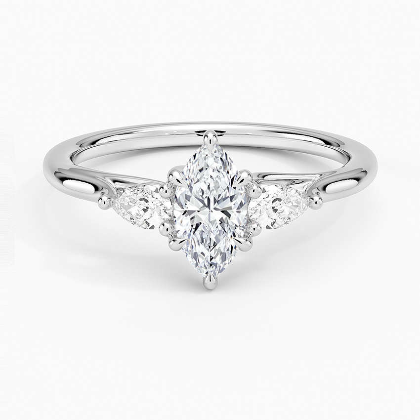 Delilah Three Stone Pear Diamond Ring (1/5 ct. tw.) Platinum Marquise Engagement Ring