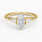 Delilah Three Stone Pear Diamond Ring (1/5 ct. tw.) Yellow Gold 18k Marquise Engagement Ring