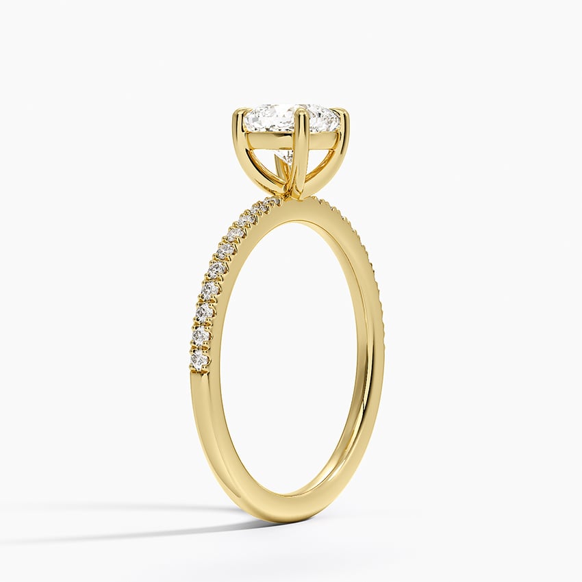 Perfect Fit Half Coverage Diamond Ring Yellow Gold 18k Cushion Engagement Ring