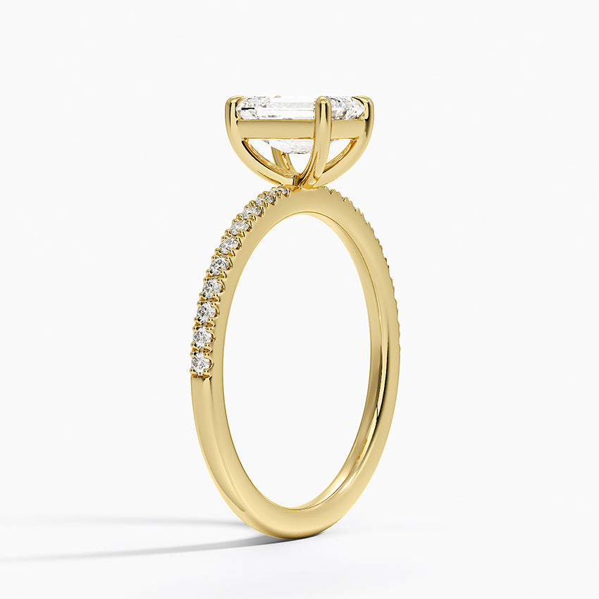 Perfect Fit Half Coverage Diamond Ring Yellow Gold 18k Emerald Engagement Ring