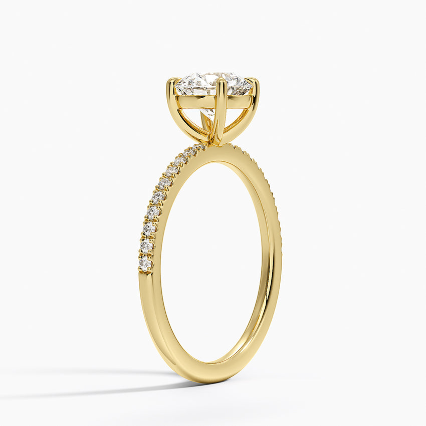 Perfect Fit Half Coverage Diamond Ring Yellow Gold 18k Round Engagement Ring