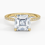 Perfect Fit Half Coverage Diamond Ring Yellow Gold 18k Asscher Engagement Ring