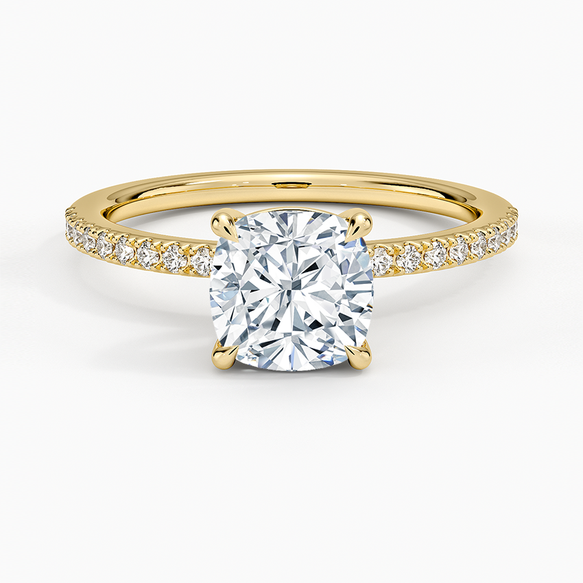 Perfect Fit Half Coverage Diamond Ring Yellow Gold 18k Cushion Engagement Ring