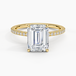Perfect Fit Half Coverage Diamond Ring Yellow Gold 18k Emerald Engagement Ring
