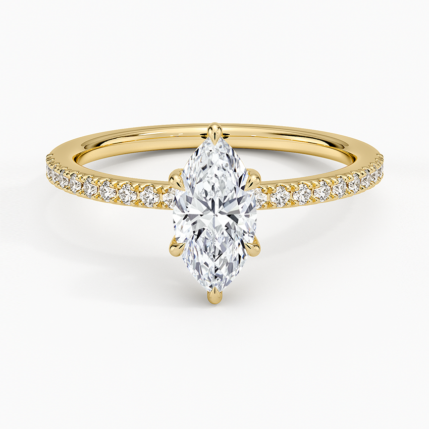 Perfect Fit Half Coverage Diamond Ring Yellow Gold 18k Marquise Engagement Ring