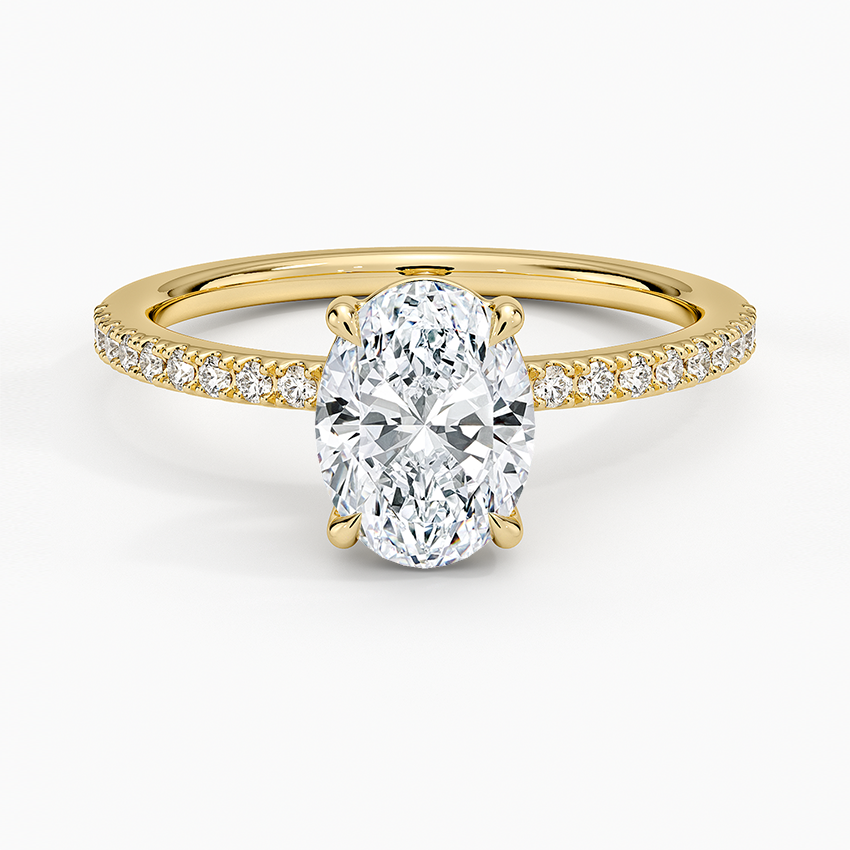 Perfect Fit Half Coverage Diamond Ring Yellow Gold 18k Oval Engagement Ring