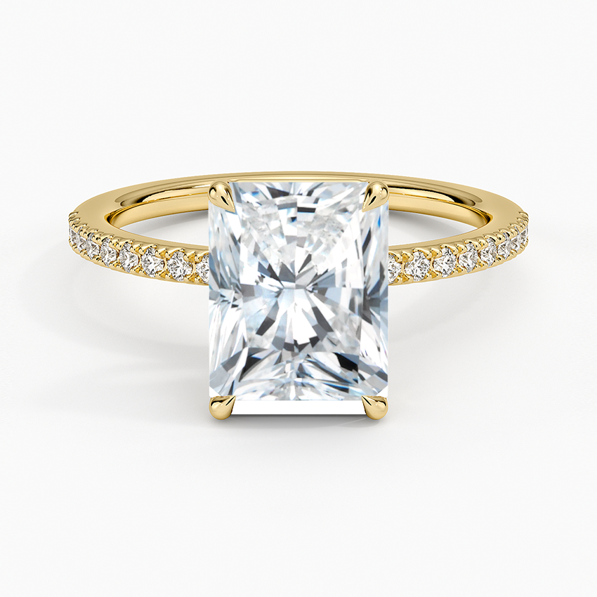 Perfect Fit Half Coverage Diamond Ring Yellow Gold 18k Radiant Engagement Ring