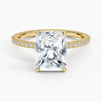 Perfect Fit Half Coverage Diamond Ring Yellow Gold 18k Radiant Engagement Ring