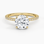 Perfect Fit Half Coverage Diamond Ring Yellow Gold 18k Round Engagement Ring