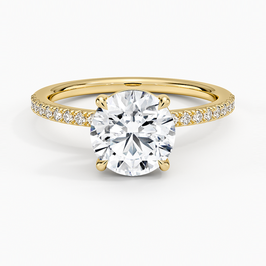 Perfect Fit Half Coverage Diamond Ring Yellow Gold 18k Round Engagement Ring