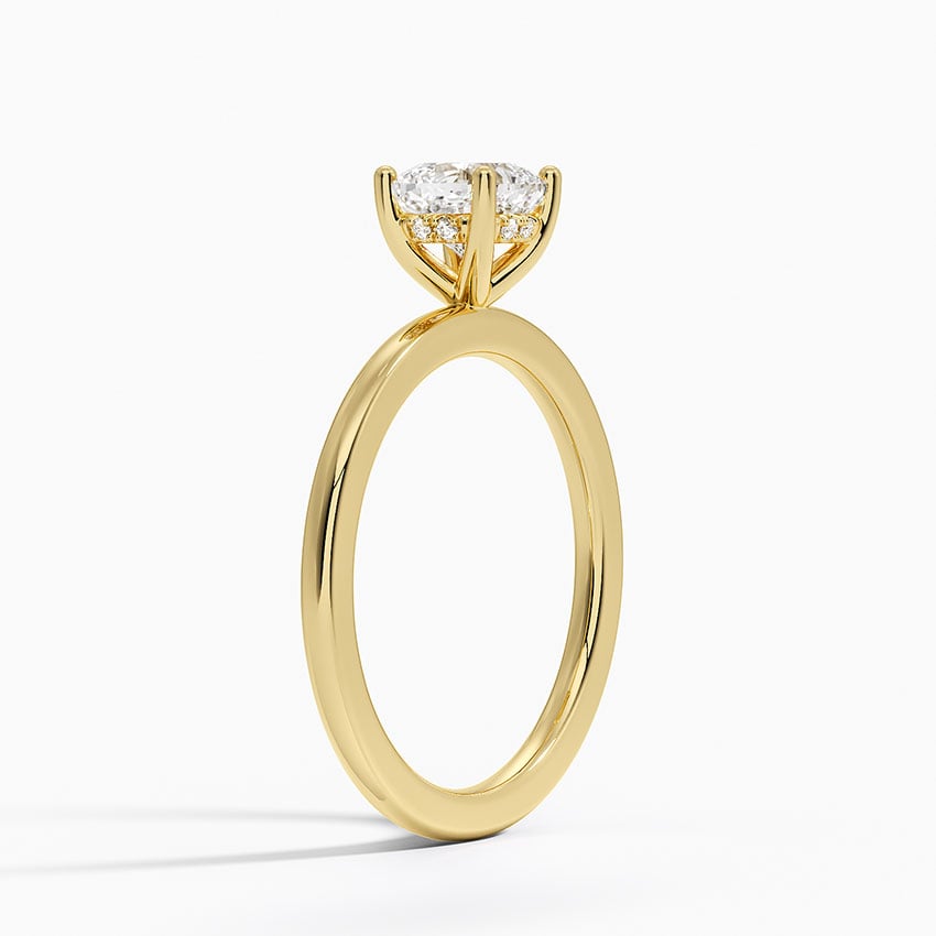Sydney Perfect Fit Hidden Halo Diamond Ring Yellow Gold 18k Cushion Engagement Ring