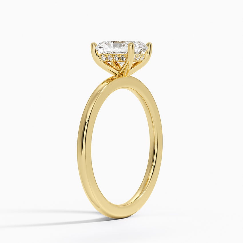 Sydney Perfect Fit Hidden Halo Diamond Ring Yellow Gold 18k Radiant Engagement Ring