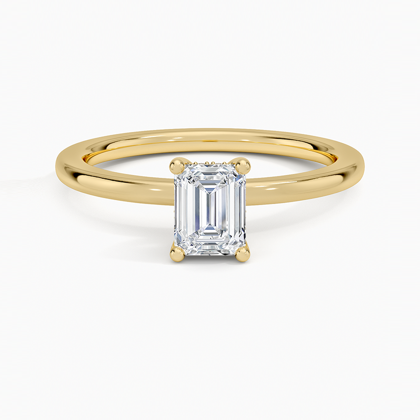 Sydney Perfect Fit Hidden Halo Diamond Ring Yellow Gold 18k Emerald Engagement Ring