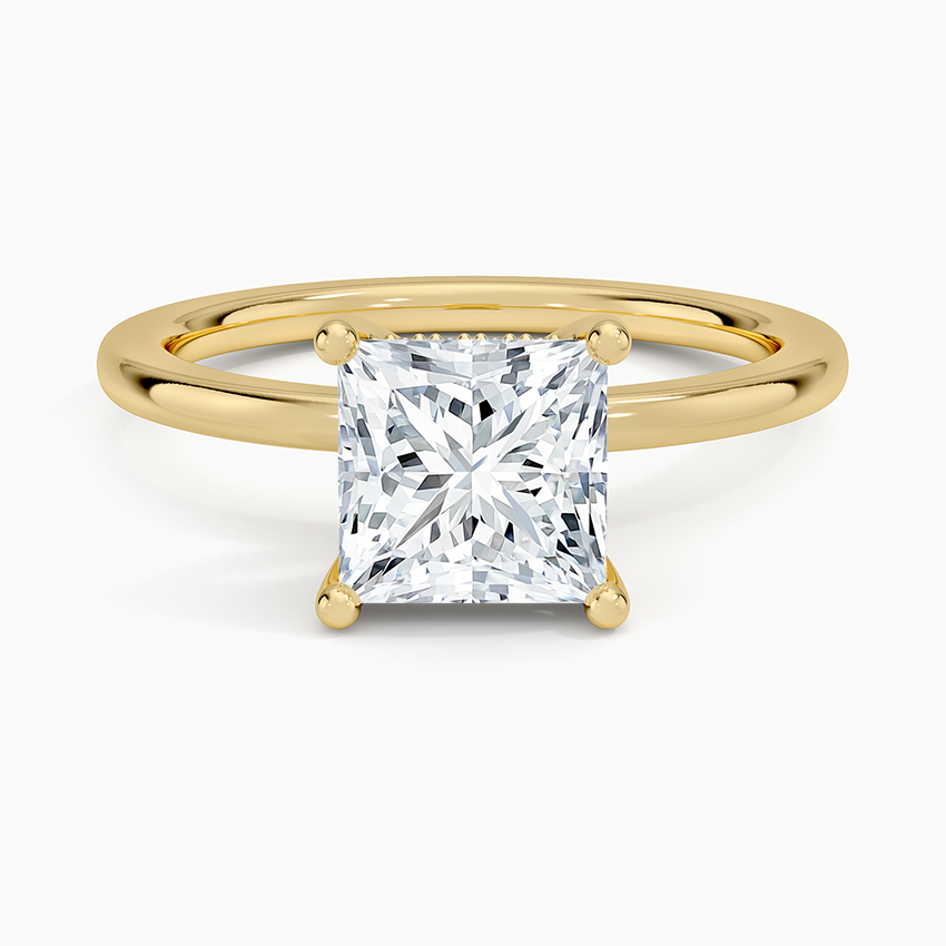 Sydney Perfect Fit Hidden Halo Diamond Ring Yellow Gold 18k Princess Engagement Ring