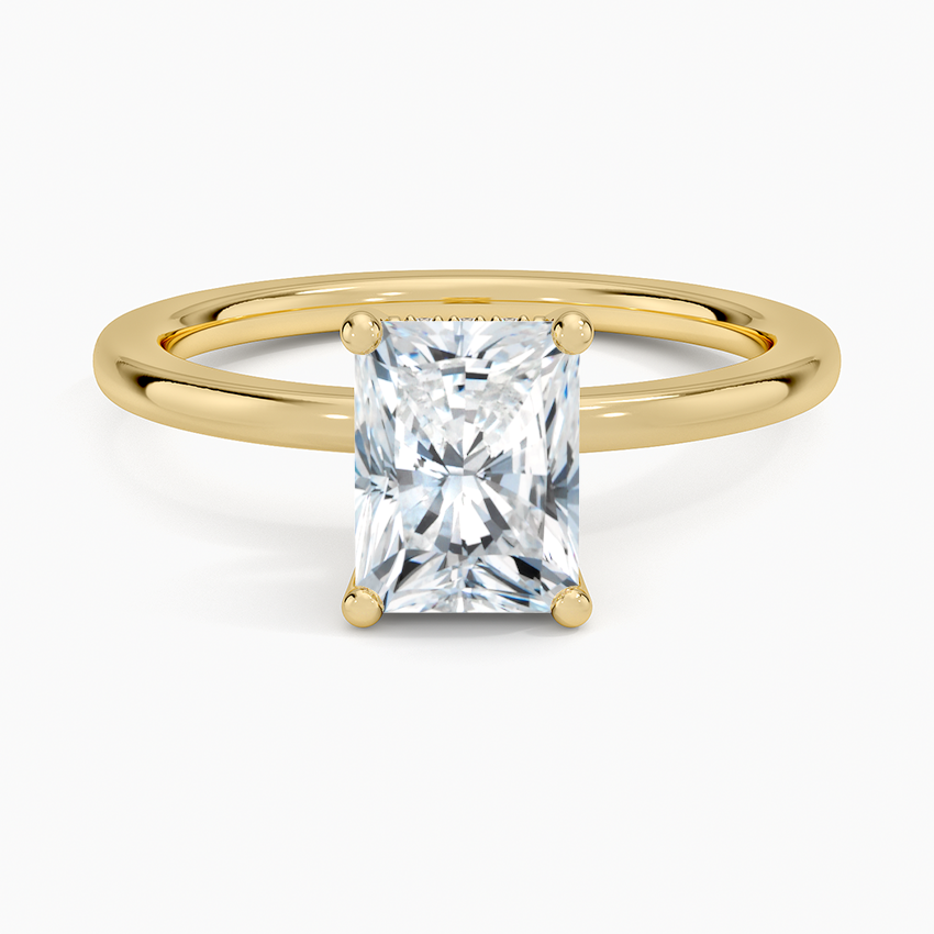 Sydney Perfect Fit Hidden Halo Diamond Ring Yellow Gold 18k Radiant Engagement Ring