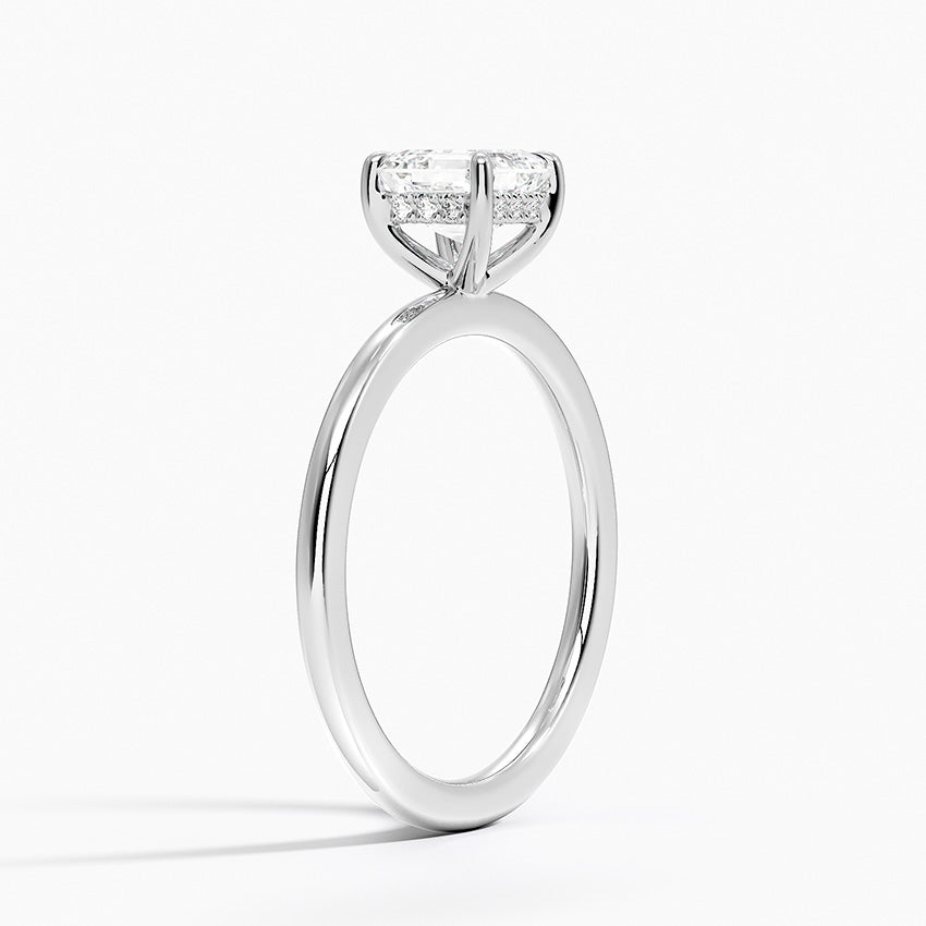Audrey Perfect Fit Hidden Halo 1.4mm Diamond Ring Platinum Asscher Engagement Ring