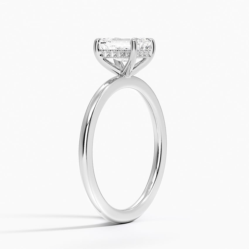 Audrey Perfect Fit Hidden Halo 1.4mm Diamond Ring Platinum Emerald Engagement Ring