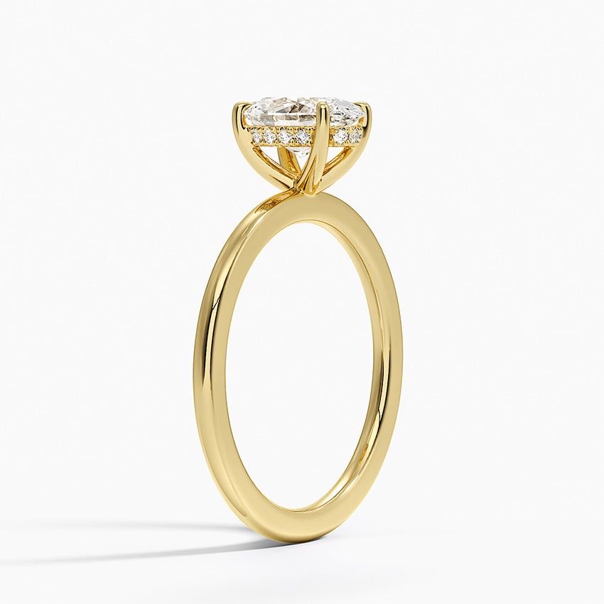 Audrey Perfect Fit Hidden Halo 1.4mm Diamond Ring Yellow Gold 18k Oval Engagement Ring
