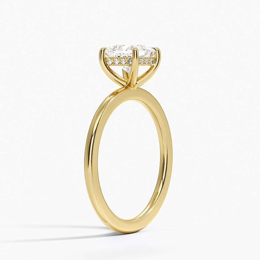 Audrey Perfect Fit Hidden Halo 1.4mm Diamond Ring Yellow Gold 18k Princess Engagement Ring