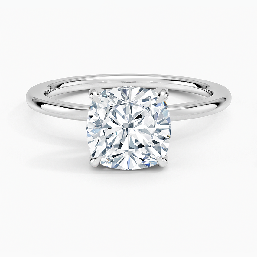 Audrey Perfect Fit Hidden Halo 1.4mm Diamond Ring Platinum Cushion Engagement Ring