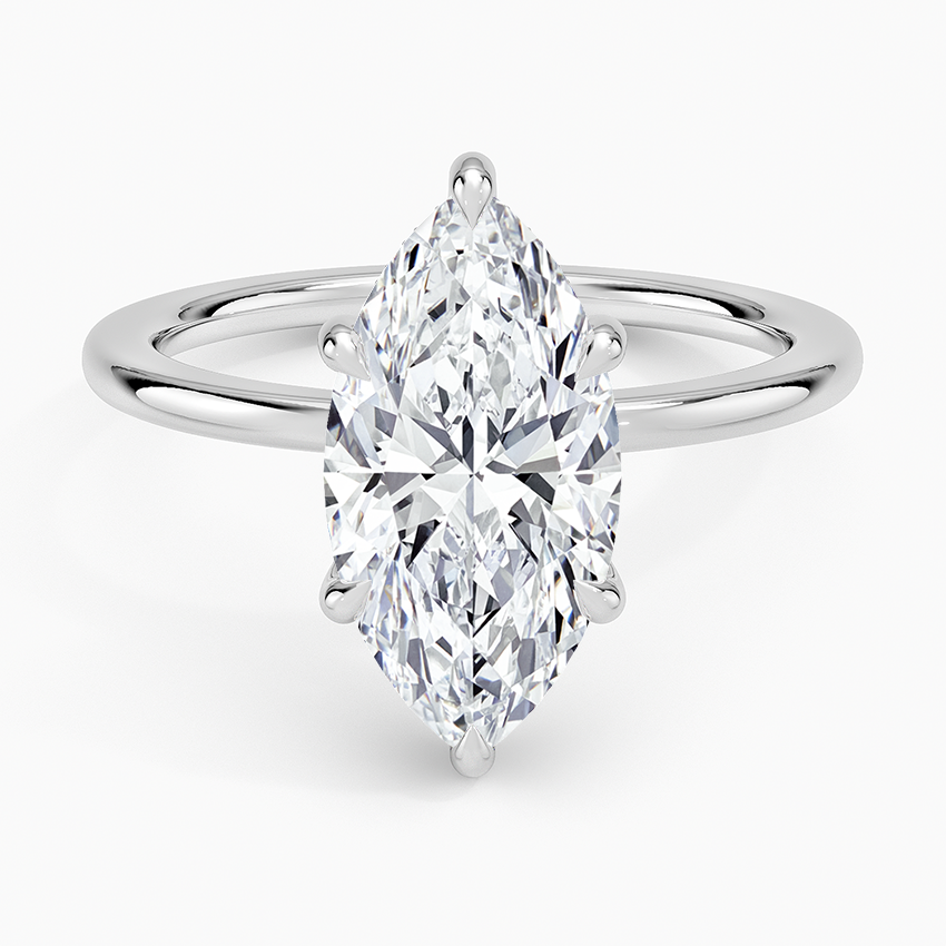 Audrey Perfect Fit Hidden Halo 1.4mm Diamond Ring Platinum Marquise Engagement Ring