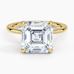 Audrey Perfect Fit Hidden Halo 1.4mm Diamond Ring Yellow Gold 18k Asscher Engagement Ring