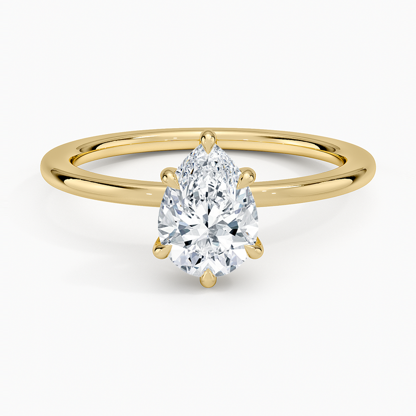 Audrey Perfect Fit Hidden Halo 1.4mm Diamond Ring Yellow Gold 18k Pear Engagement Ring