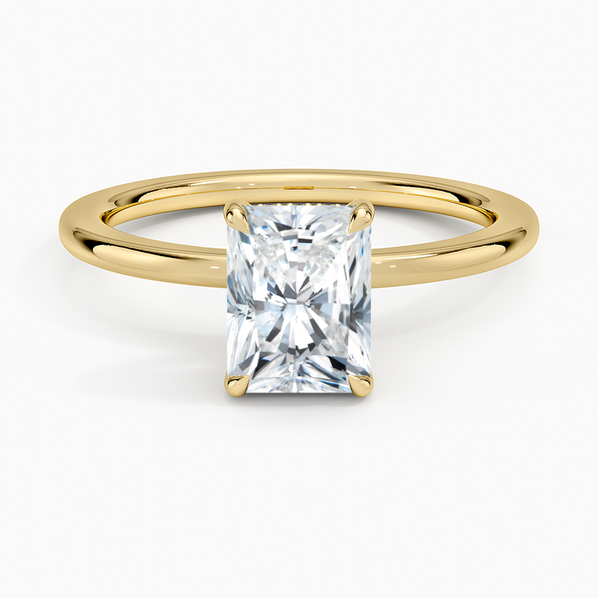 Audrey Perfect Fit Hidden Halo 1.4mm Diamond Ring Yellow Gold 18k Radiant Engagement Ring