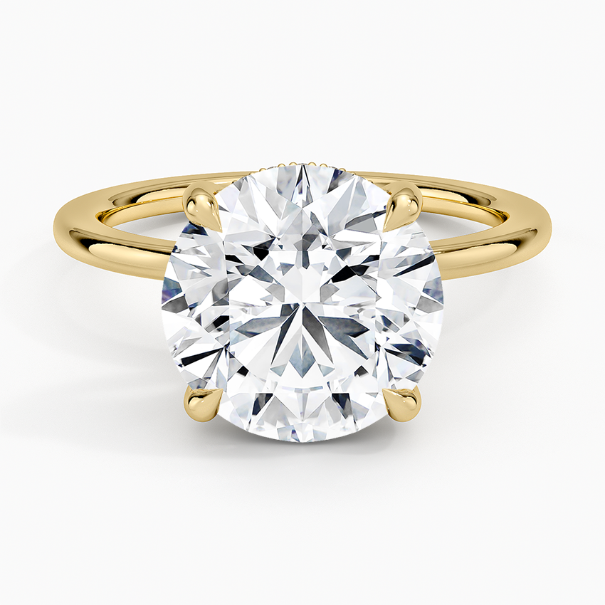 Audrey Perfect Fit Hidden Halo 1.4mm Diamond Ring Yellow Gold 18k Round Engagement Ring