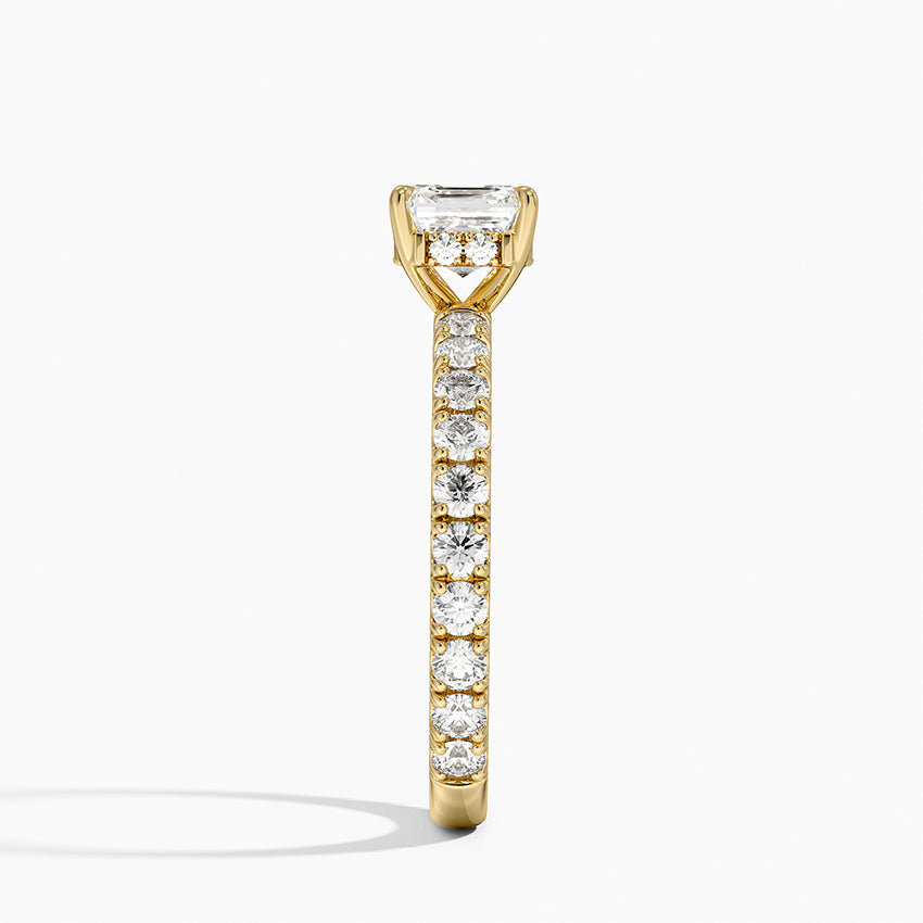 Grand Perfect Fit Three-Quarter Diamond Ring Yellow Gold 18k Asscher Engagement Ring