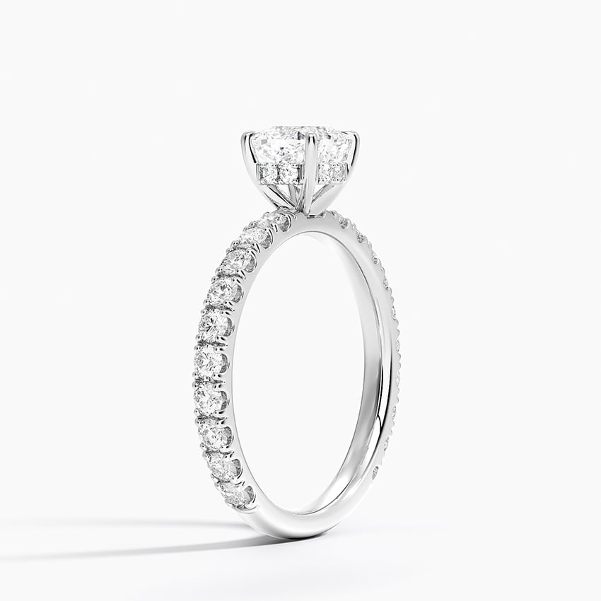Grand Perfect Fit Three-Quarter Diamond Ring Platinum Cushion Engagement Ring