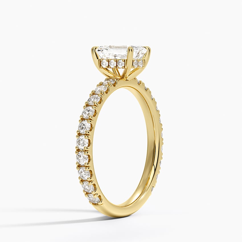 Grand Perfect Fit Three-Quarter Diamond Ring Yellow Gold 18k Emerald Engagement Ring
