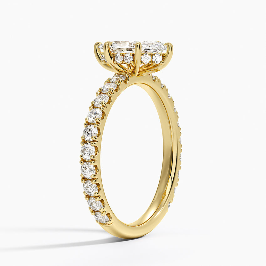 Grand Perfect Fit Three-Quarter Diamond Ring Yellow Gold 18k Marquise Engagement Ring