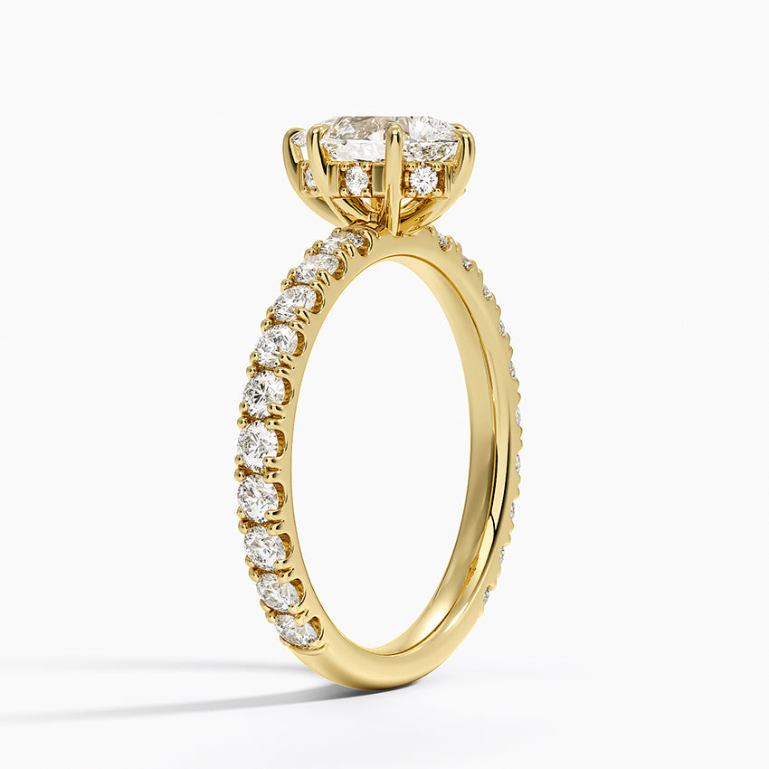Grand Perfect Fit Three-Quarter Diamond Ring Yellow Gold 18k Pear Engagement Ring
