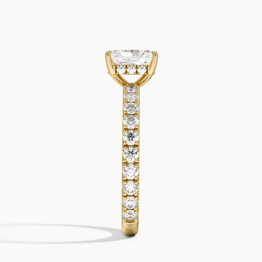 Grand Perfect Fit Three-Quarter Diamond Ring Yellow Gold 18k Radiant Engagement Ring
