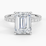 Grand Perfect Fit Three-Quarter Diamond Ring Platinum Emerald Engagement Ring