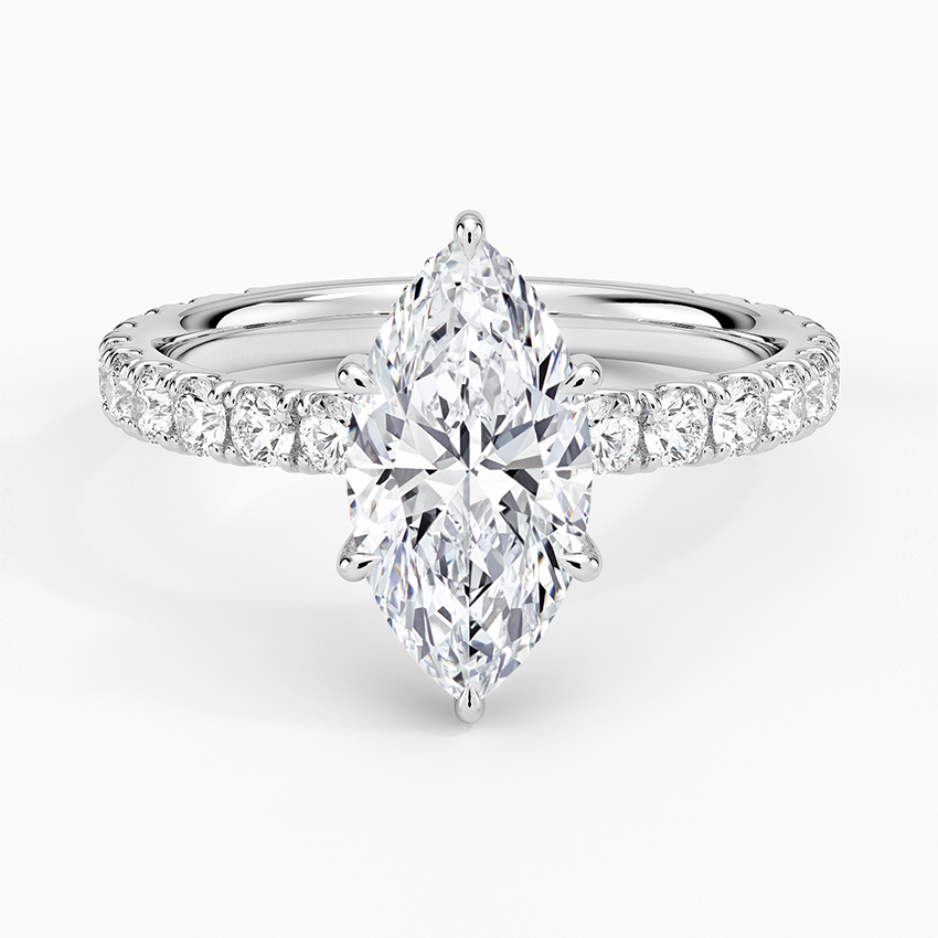 Grand Perfect Fit Three-Quarter Diamond Ring Platinum Marquise Engagement Ring