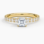 Grand Perfect Fit Three-Quarter Diamond Ring Yellow Gold 18k Asscher Engagement Ring