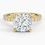 Grand Perfect Fit Three-Quarter Diamond Ring Yellow Gold 18k Cushion Engagement Ring