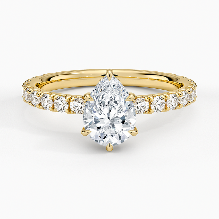 Grand Perfect Fit Three-Quarter Diamond Ring Yellow Gold 18k Pear Engagement Ring