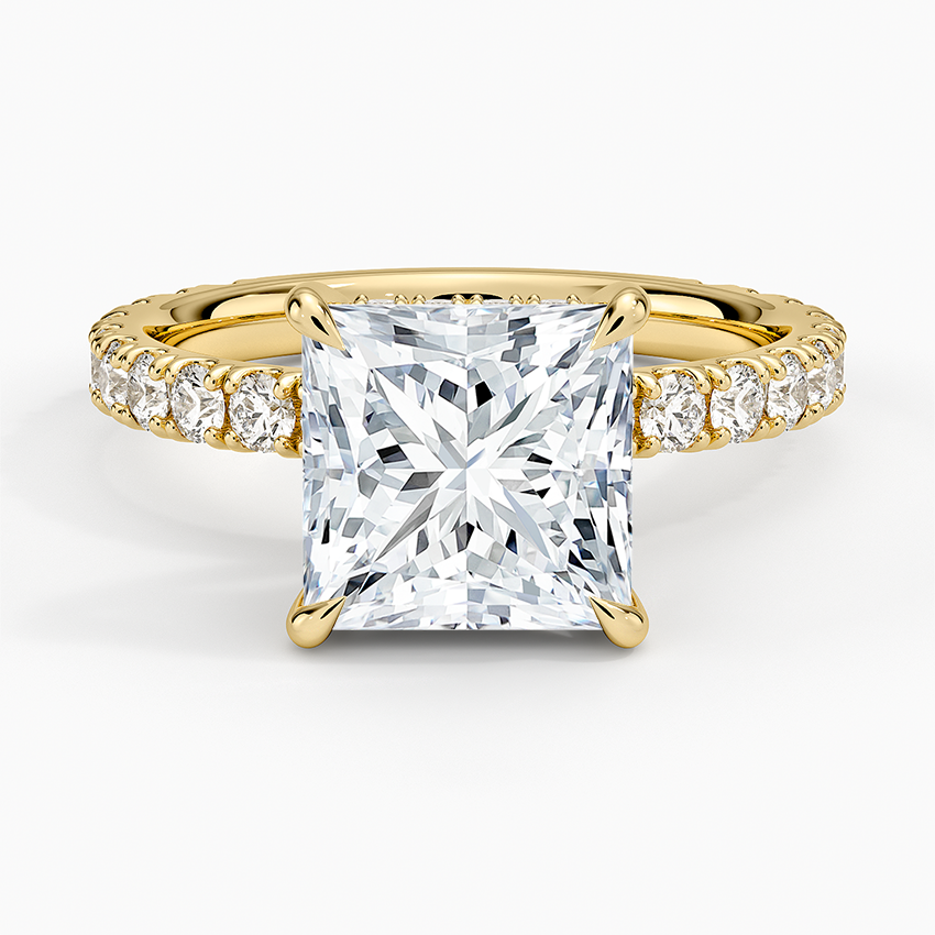 Grand Perfect Fit Three-Quarter Diamond Ring Yellow Gold 18k Princess Engagement Ring