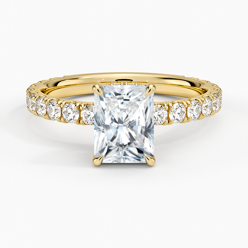 Grand Perfect Fit Three-Quarter Diamond Ring Yellow Gold 18k Radiant Engagement Ring