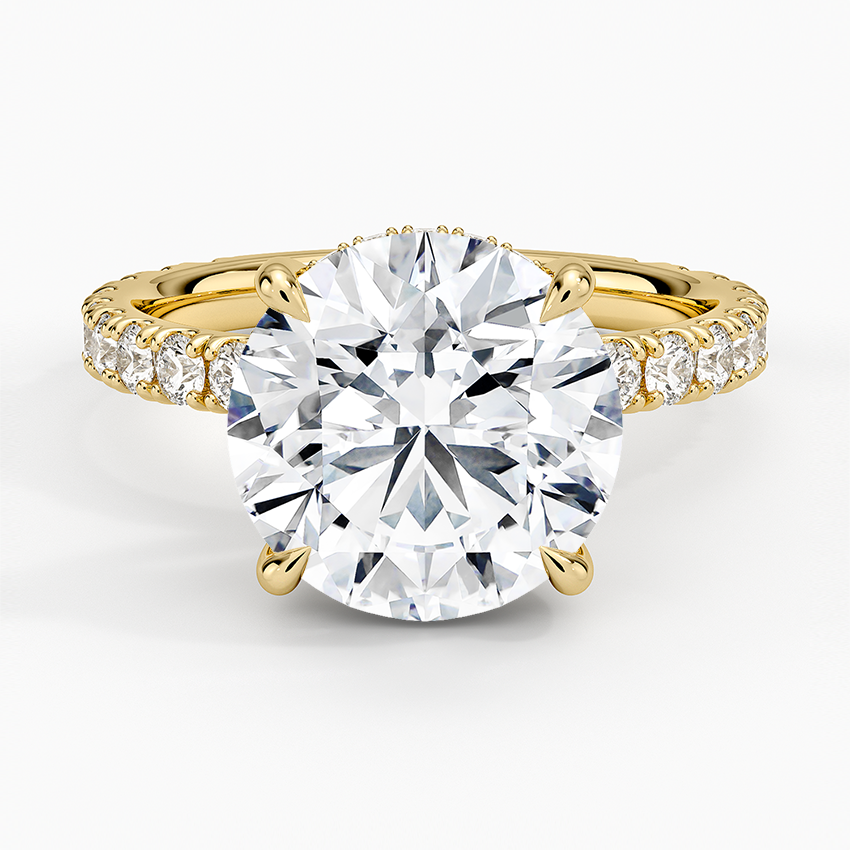 Grand Perfect Fit Three-Quarter Diamond Ring Yellow Gold 18k Round Engagement Ring