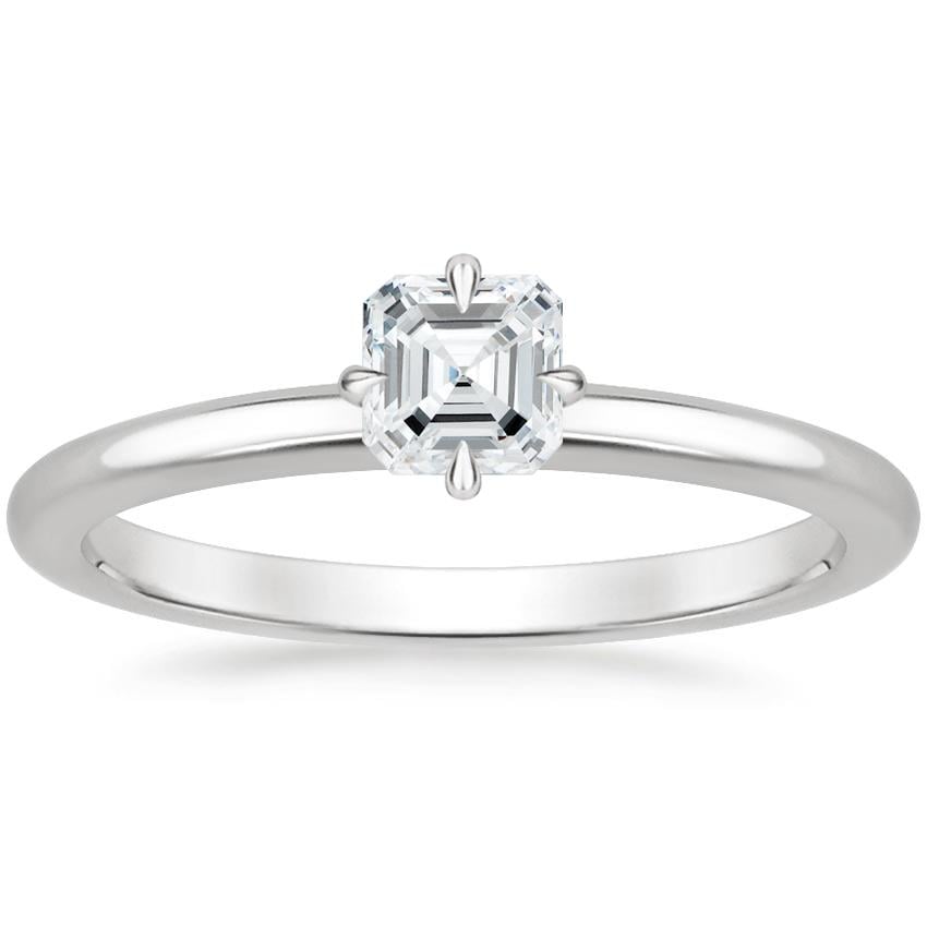 North Star Solitaire Engagement Ring 18K White Gold AS